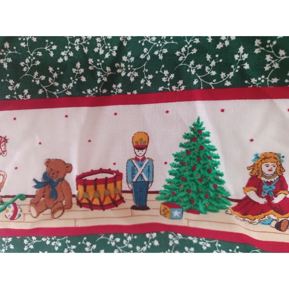 VTG Cranston Christmas Tree Fabric Panel 4 Pillow Blocks Quilt Cotton Panel
